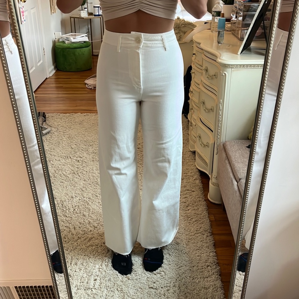 zara white marine jeans